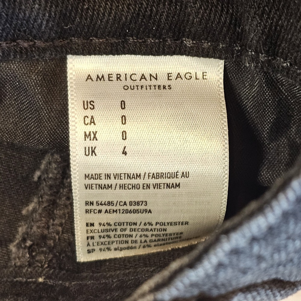 American Eagle Womens Black Denim Hi Rise Button-up Mini‎ Skirt Pockets Size 0 - Picture 7 of 7
